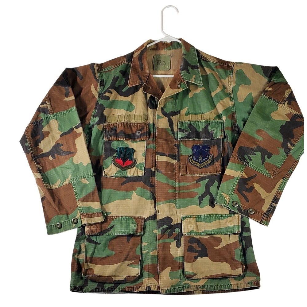 US Camouflage Long Sleeve Small Woodland Camo Patched Men‎ Women